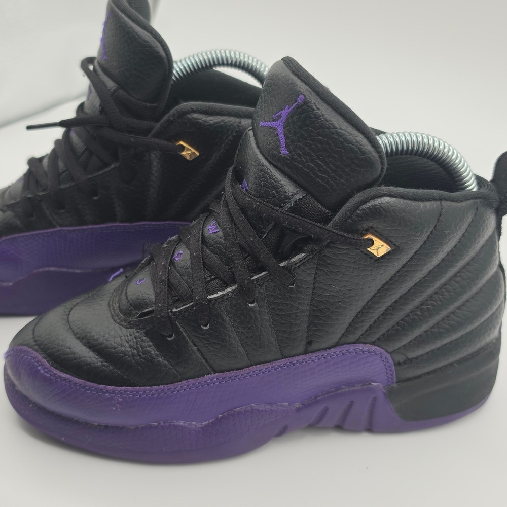 Nike Air Jordan 12 Retro Kids Size 2Y Black Purple Good Leather High Casual - Picture 6 of 9